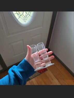 Set of 2 Tall Footed Shooter Shot Glasses Clear Cylinders